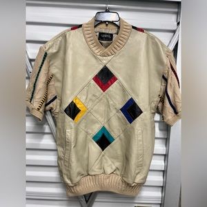 80’s Saxony short sleeve leather sweater